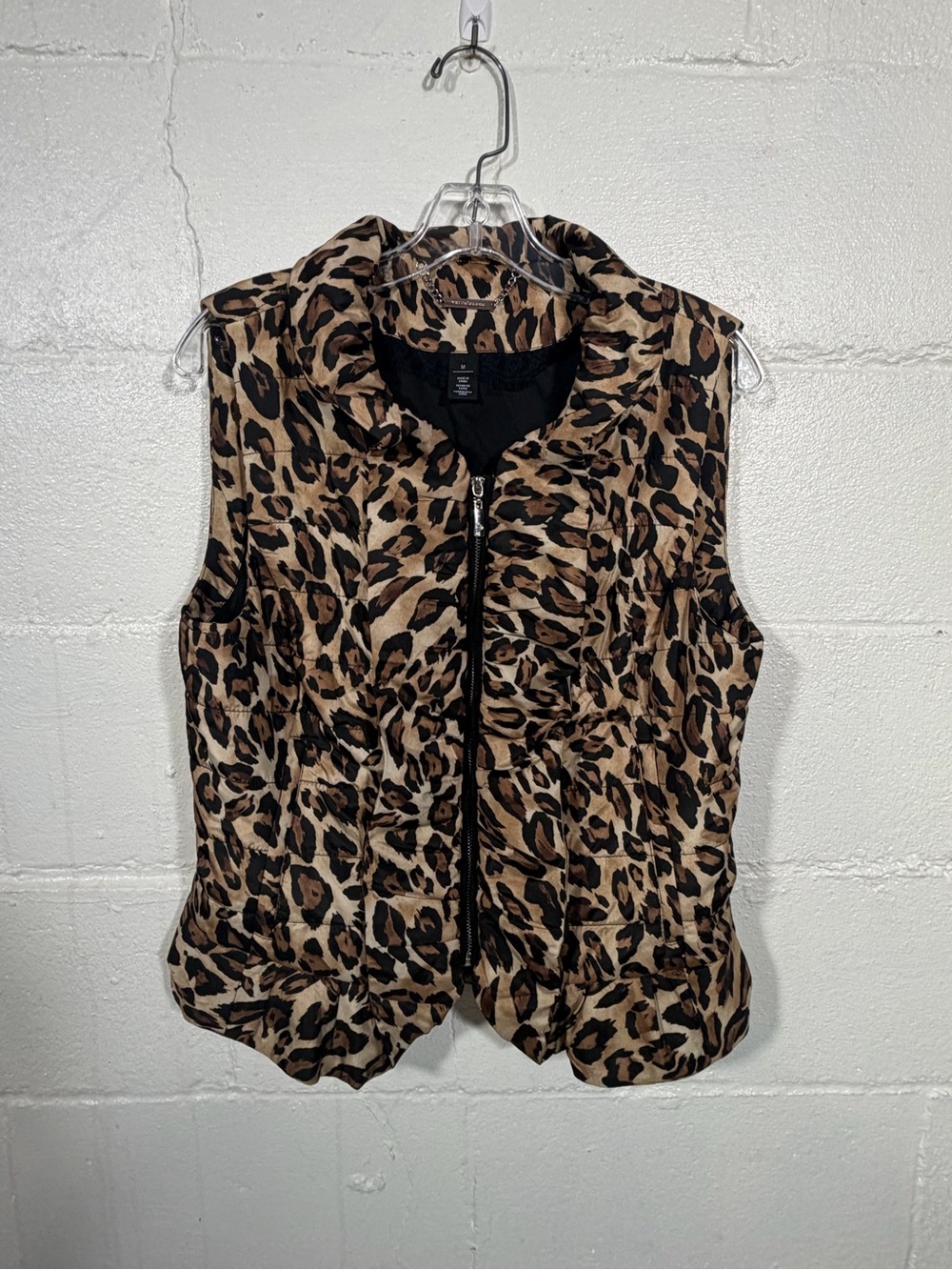White House Black Market Leopard Print Puffer Vest - Brown/Black